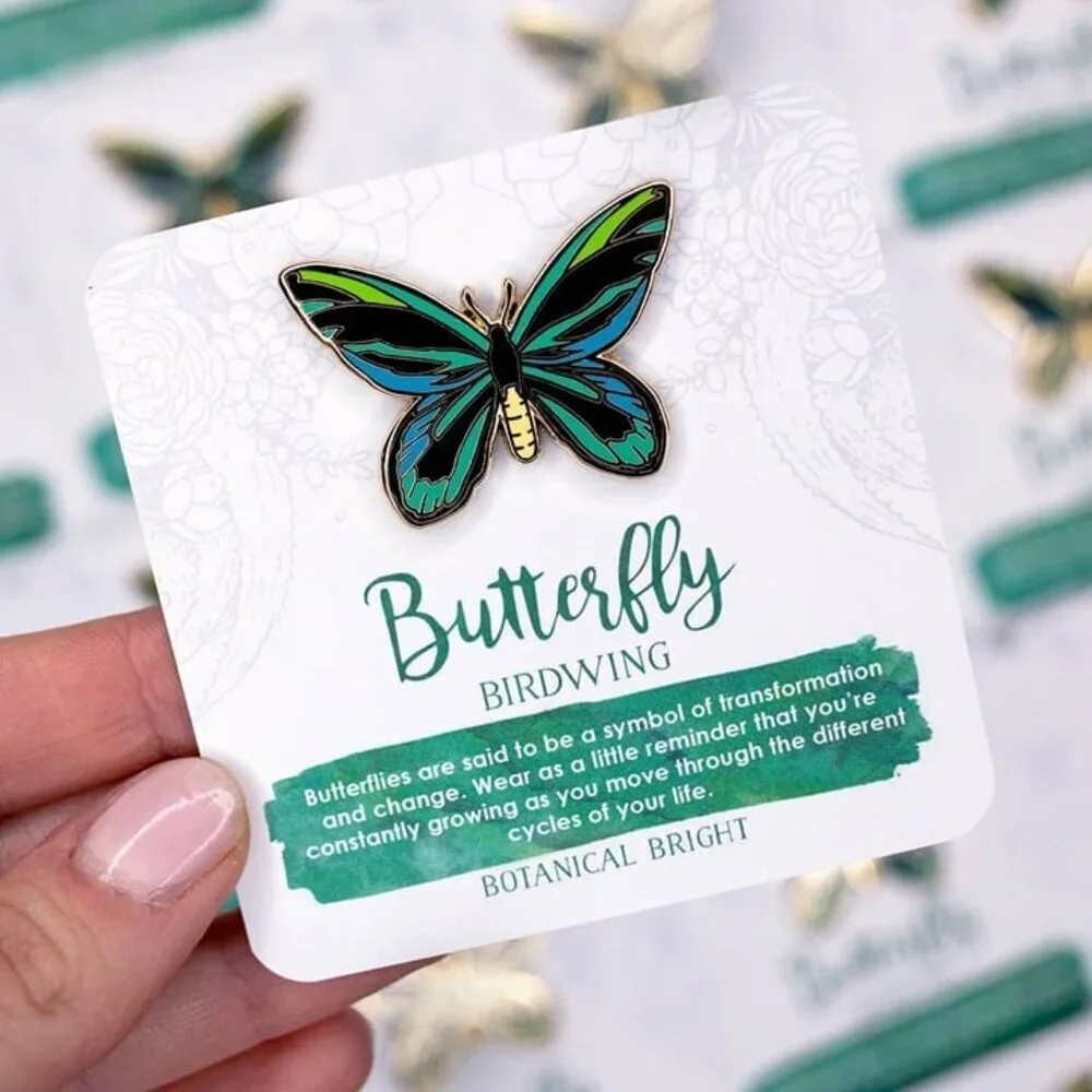 Birdwing Butterfly Enamel Pin - Gold Plated Brooch - Nature & Garden‎ Jewelry